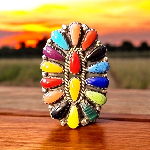 ✨️OOAK! JULIANA WILLIAMS RARE! Multi Semiprecious Stone and Sterling Silver Ring - Picture 4 of 17